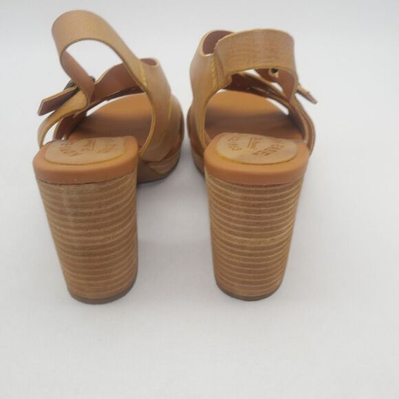 NEW Kork-Ease Hutton Leather Ankle Strap Platform Sandals Yellow Women's 9 - Picture 6 of 8